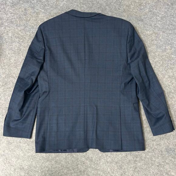 Tommy Hilfiger Men’s Blazer Suit Jacket & Pants Set Navy Blue Plaid Button Up - Picture 2 of 16